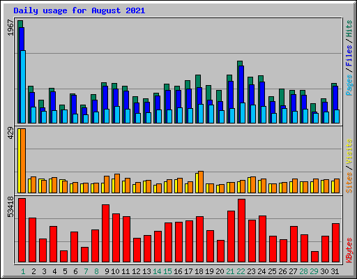 Daily usage for August 2021