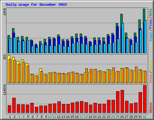 Daily usage for December 2022