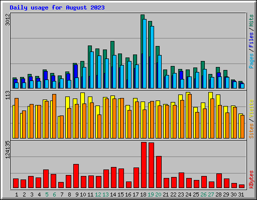 Daily usage for August 2023