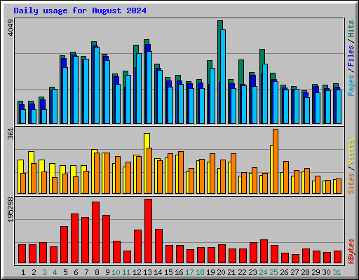 Daily usage for August 2024